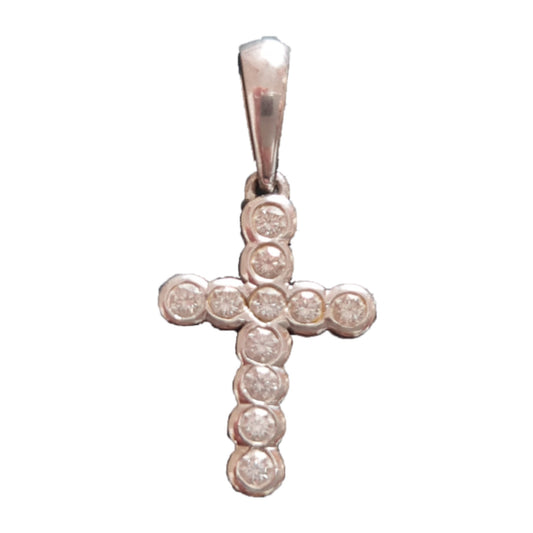 18Carat White Gold 0.56ct Diamond Bezel Set Cross Pendant