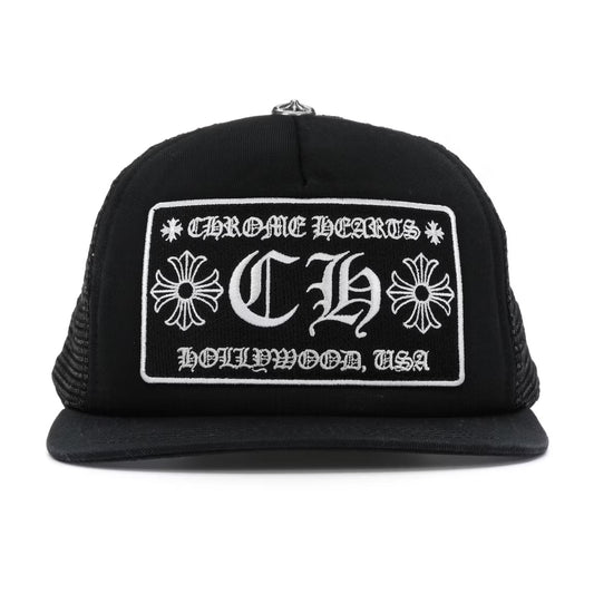 Chrome Hearts CH Hollywood Trucker Hat Black/Black