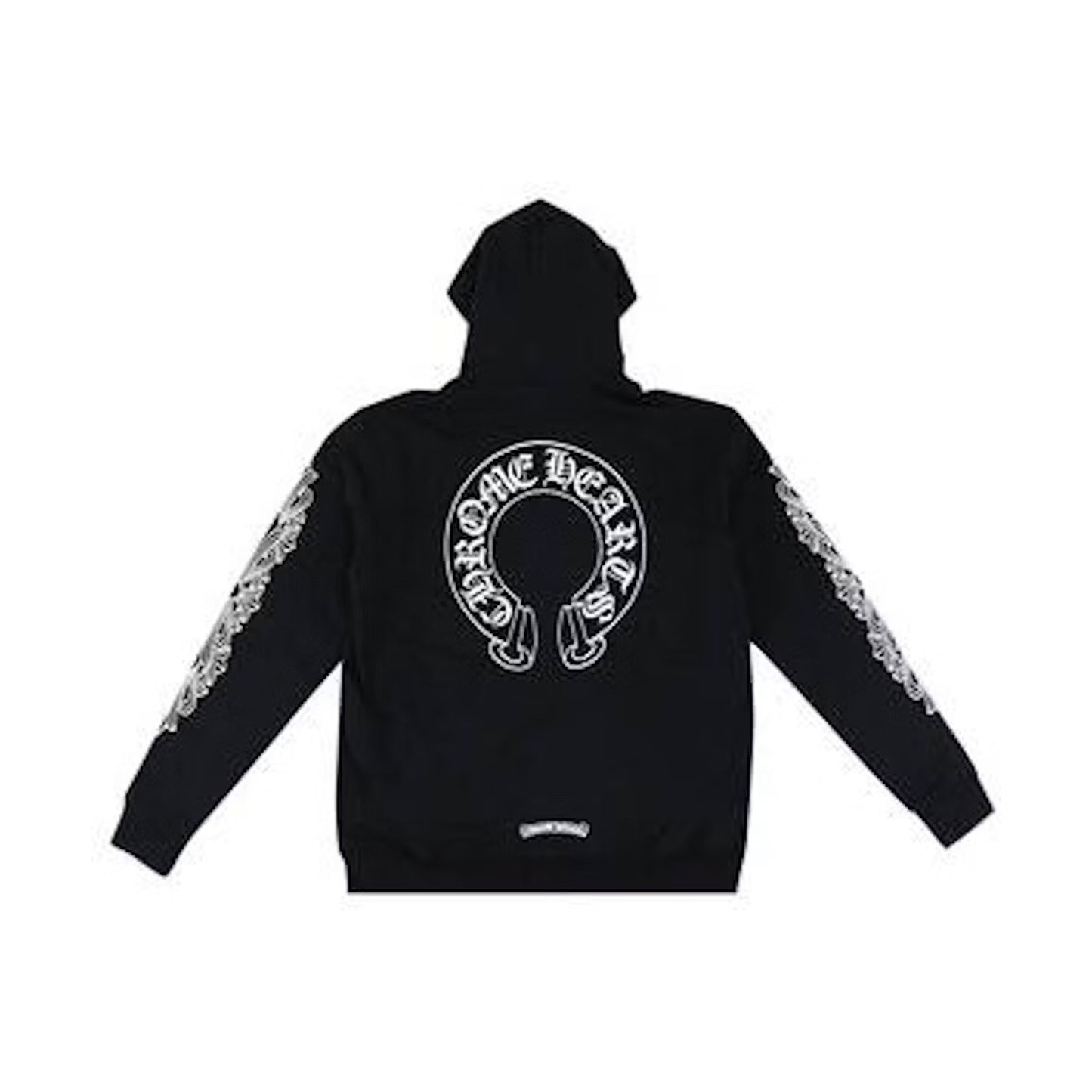 Chrome Hearts Horseshoe Floral Cross Sleeve Zip Up Hoodie Black/White