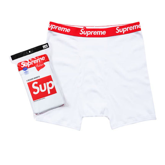 Supreme Hanes Boxer Briefs (4 Pack) White